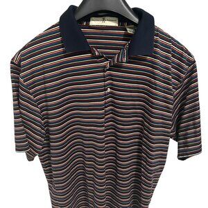 Fairway & Greene Polo Golf Shirt Men's Size Large Blue Striped Logo